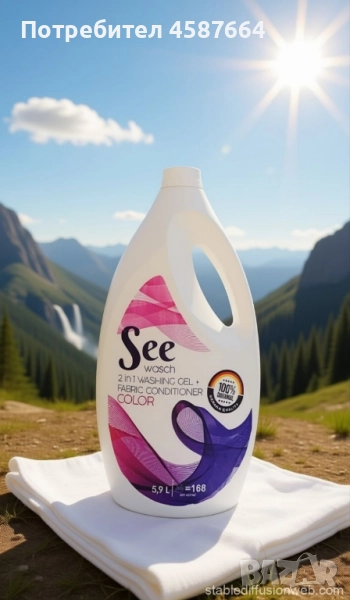 Гел+Омекотител за пране 5,9L SEE Wasch COLOR, снимка 1