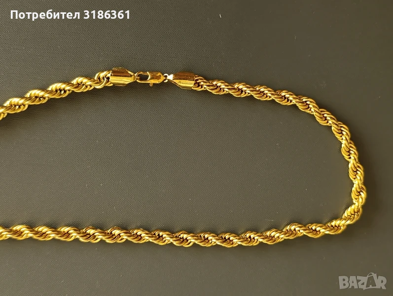 колие дебело 6-7мм,дълго 60см високо качество мед. стомана,жълто никога не потъмнява, снимка 1