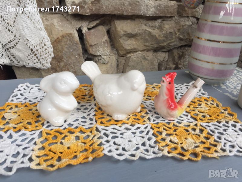 Порцеланови фигури заек,врабче и петле свирка, снимка 1
