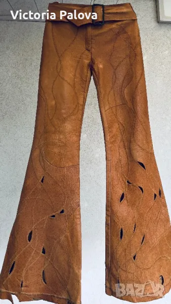 Кожен панталон с перфорация Италия, снимка 1