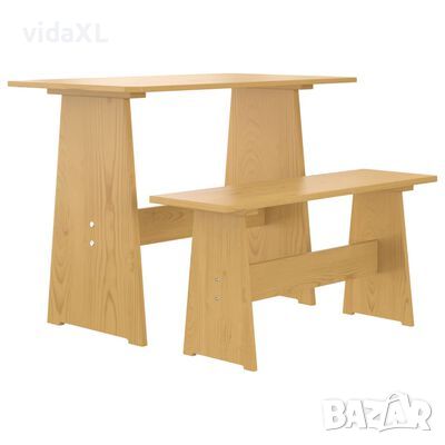 vidaXL Трапезна маса с пейка, меденокафяво, борово дърво масив（SKU:327250, снимка 1