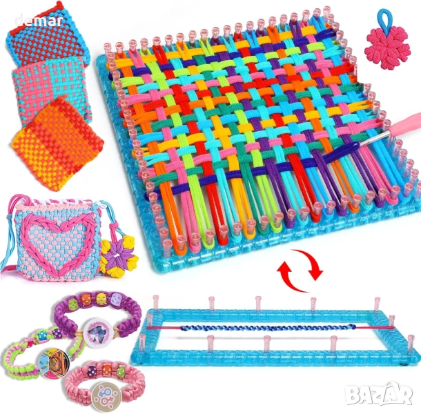 Комплект за тъкане и изработка на гривни Sunrad 2 в 1 за момичета, снимка 1