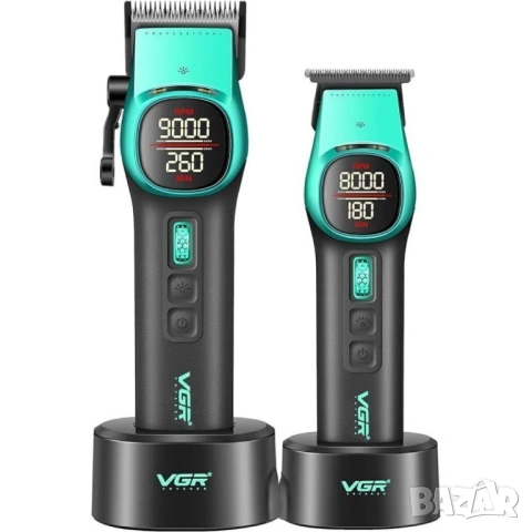 Комплект машинки за подстригване и контури-Green series VGR V-885 S2, снимка 4 - Фризьорски принадлежности - 53592004