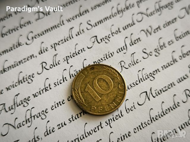 Монета - Германия - 10 пфенига | 1990г.; серия J, снимка 1 - Нумизматика и бонистика - 45686324