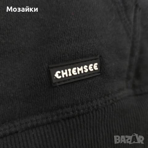 Chiemsee Hoodie XXL органичен памук, като ново, черен с тюркоазен принт, снимка 4 - Суичъри - 53596182