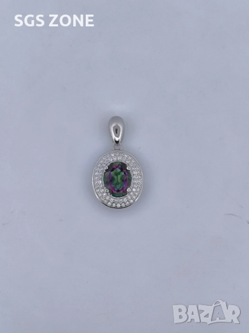 сребърна висулка с мистичен топаз, снимка 4 - Колиета, медальони, синджири - 52392740