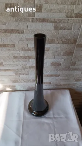 Голяма стъклена ваза - тъмно зелена - 53см, снимка 8 - Антикварни и старинни предмети - 50295479