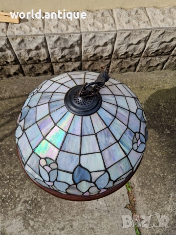 Прекрасна антикварна таванна лампа Тифани , снимка 4 - Лампи за таван - 52139098