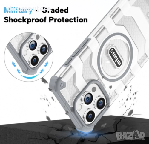 Калъф Wlons Hard Armor с MagSafe / Сив-прозрачен / за iPhone 16 Pro Max 6.9 Баркод : 3132959, снимка 2 - Калъфи, кейсове - 52462867