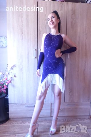 Детска  рокля за спортни танци с  кристали, снимка 5 - Детски рокли и поли - 46412537