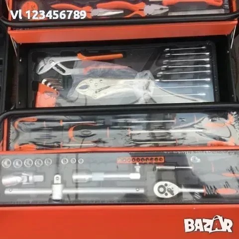 Сгъваем метален куфар с инструменти 85 части, снимка 6 - Куфари с инструменти - 50722971