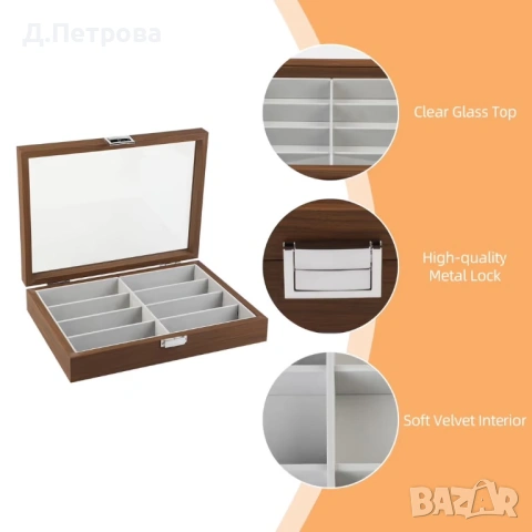 Дървена кутия за очила BAOJULONG – за 8 броя, снимка 3 - Органайзери - 53745321