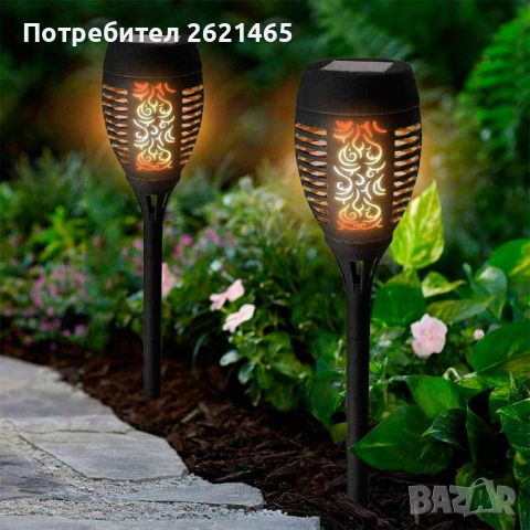 Соларна LED лампа тип факла за градината с ефект на пламък Solar Light, снимка 4 - Външни лампи - 45240312