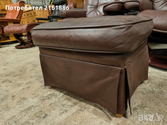Комплект от две Relax кресла с табуретка от естествена кожа , снимка 6 - Дивани и мека мебел - 54129600