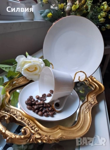 Троен сет за кафе , снимка 3 - Чаши - 52558133