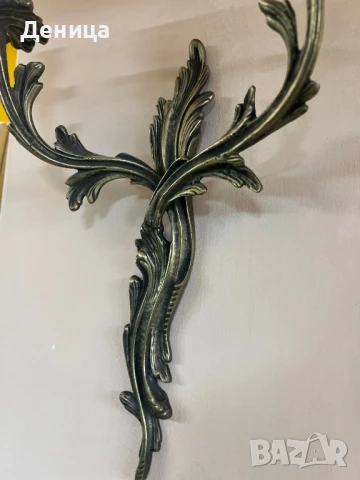 Масивен месингов свещник Богата орнаментика  , снимка 3 - Други - 50932757