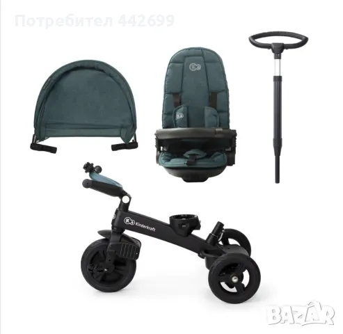 Триколка Kinderkraft - Easytwist Midnight green, Зелен, снимка 6 - Детски велосипеди, триколки и коли - 46863441