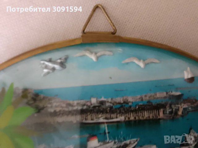 изпъкнала овална стъклена рамка сувенирна снимка на женевски реверс рисувани цветя, снимка 13 - Други ценни предмети - 47304099