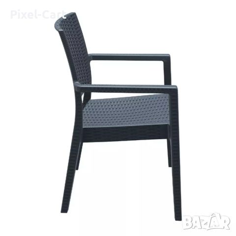 Стилен градински стол - Черен, снимка 2 - Столове - 46461224