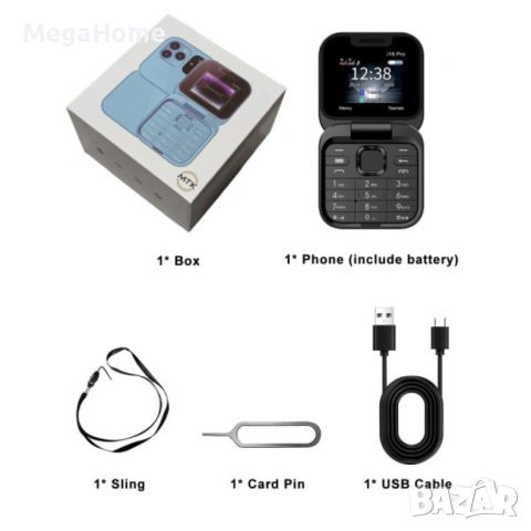 ПРОМО!! Сгъваем мобилен телефон I-16 Pro Flip Mobile Phone , снимка 5 - Други - 53279967