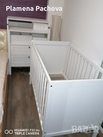 Комплект Бебешко креватче и Маса за повиване/скрин SUNDVIK