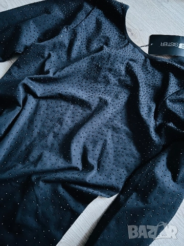 Разпродажба Елегантен черен дамски гащеризон по тялото с дълъг ръкав и крачол Целият с камъчета Нов, снимка 4 - Гащеризони - 52881476