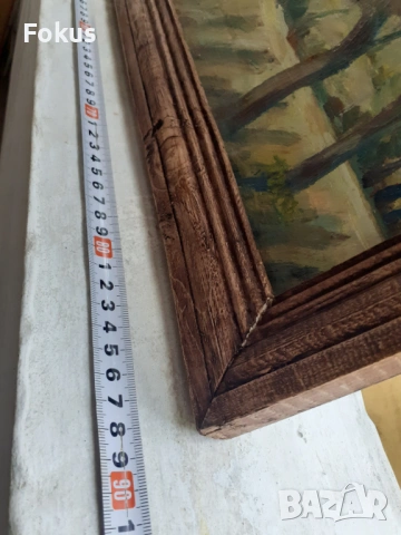 Голяма майсторска картина масло платно подпис дървена рамка, снимка 6 - Антикварни и старинни предмети - 53423077