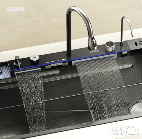 100см Модерна мултифункционална кухненска мивка с двоен водопад, снимка 8 - Мивки - 49405366