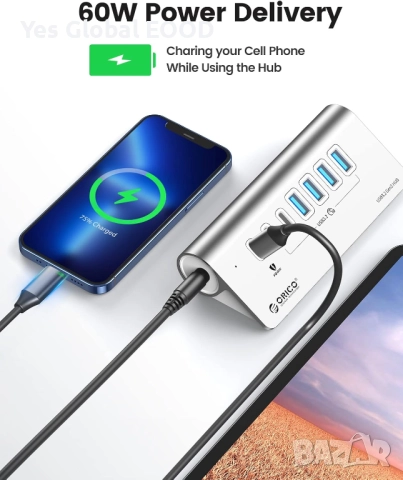 ORICO USB-C хъб 3.2 Gen 2 с 7 порта и 10Gbps скорост, снимка 5 - Джойстици и геймпадове - 52942739