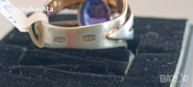 Съветски-Сребърен пръстен с Аметист-4,96гр/875, снимка 7 - Пръстени - 54123071