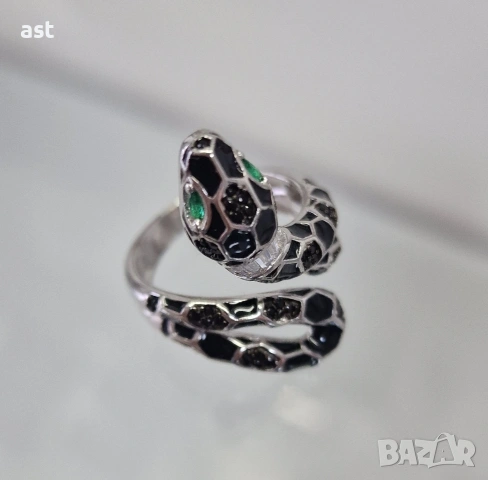 Сребърен пръснен змия, снимка 3 - Пръстени - 53616044