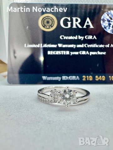 Сребърен пръстен с мойсанит (Диамант) 0.5 карата 