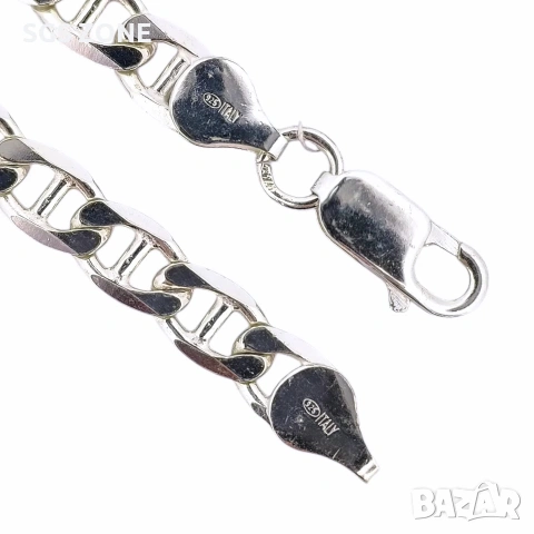 Голяма сребърна верижка от Италия с родиево покритие, снимка 5 - Колиета, медальони, синджири - 53124967