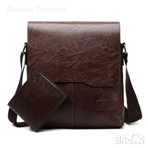 Мъжка чанта през рамо + подарък портфейл, снимка 2 - Чанти - 45714634