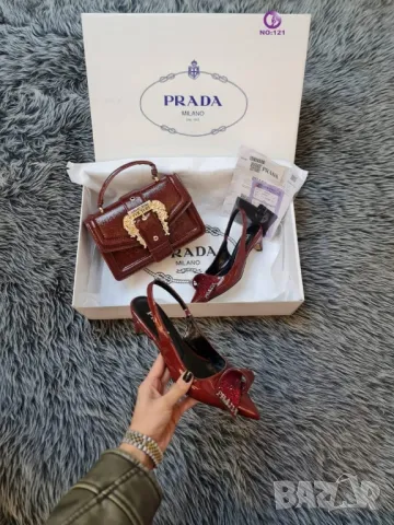 дамски сандали на ток и чанта prada milano , снимка 2 - Чанти - 46970360