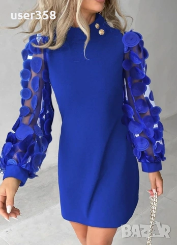 Рокля с ефектни ръкави, снимка 2 - Рокли - 54270695