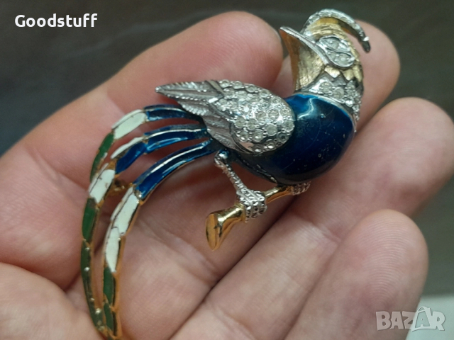 Арт Деко стара брошка,Pierre Cardin,емайл,маркировки,позлата , снимка 6 - Антикварни и старинни предмети - 53427605