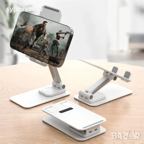 Стойка за телефон за Бюро, Маса, Digital One SP00994 , въртяща се на 360 гр., Универслана, бяла,  ре, снимка 12 - Селфи стикове, аксесоари - 50565586