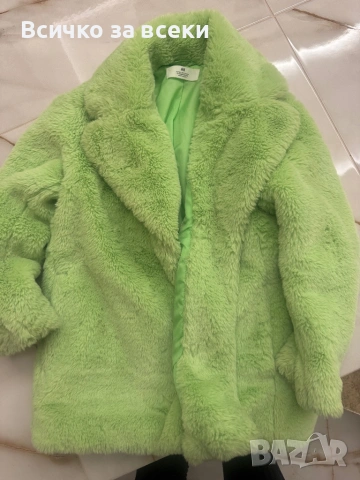 Детско Зелено пухено палто 