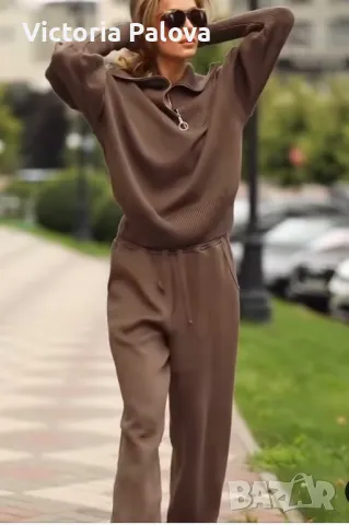 Красив анцуг/ комплект кежуал цвят кафе, снимка 9 - Комплекти - 49730111