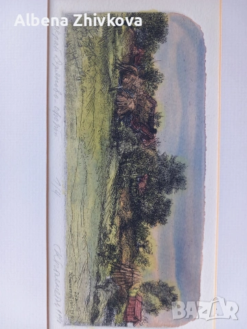 Авторска цветна графика Рамкирана в паспарту, снимка 6 - Картини - 53644885