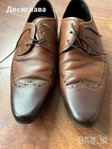 Мъжки кожени обувки, естествена кожа , 45 номер, снимка 5 - Официални обувки - 52220759