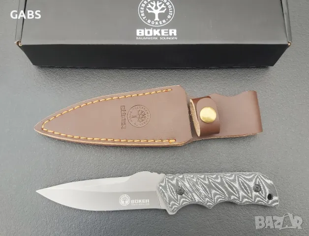 Нож с кожена кания BOKER TSMOV Baumwerk SOLINGEN, снимка 2 - Ножове - 49507558