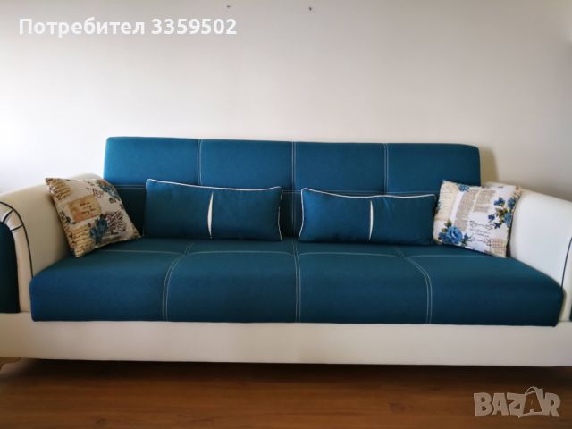 Диван тройка, Симон, Мебели Мондо, син (морско синьо), снимка 2 - Дивани и мека мебел - 46334507