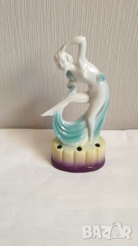 Танцуваща дама с воал Фигурка на цвете жаба Арт Нуво