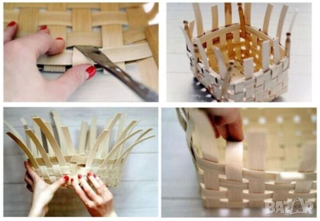 РЕТРО Българска Дървена Плетена КОШНИЦА 10 литра Кошник Кош Панер от Фурнир НРБ Декорация БАРТЕР, снимка 6 - Антикварни и старинни предмети - 52016620