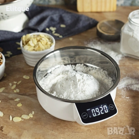 Дигитална кухненска везна до 5 кг – LCD дисплей, купа от неръждаема стомана и ТАРА функция, снимка 6 - Други стоки за дома - 54289560