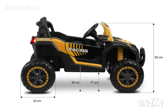 Офроуд акумулаторен автомобил AXEL – Червен, 4x4, с дистанционно и LED, снимка 18 - Детски велосипеди, триколки и коли - 50099511