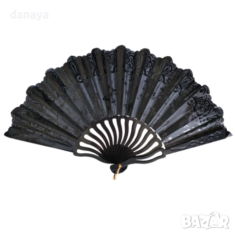 5995 Стилно дамско ветрило за разхлаждане Черно и бяло, снимка 3 - Други - 51785193