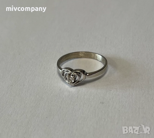 Златен годежен пръстен с диамант 2.14гр.14К+сертификат, снимка 6 - Пръстени - 52848804